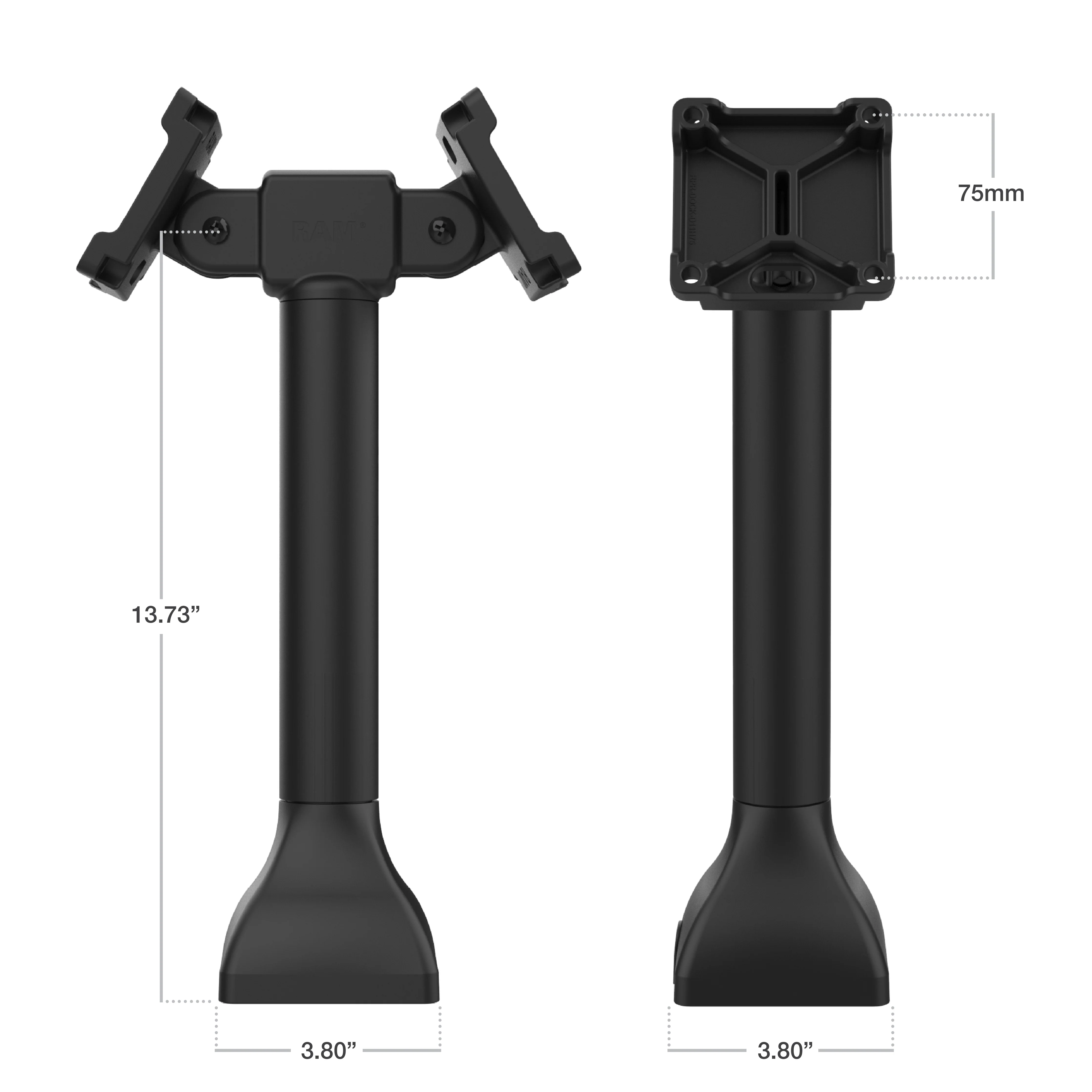 RAM® 14" Pedestal Mount with Dual 75mm VESA Adapters - Image 3