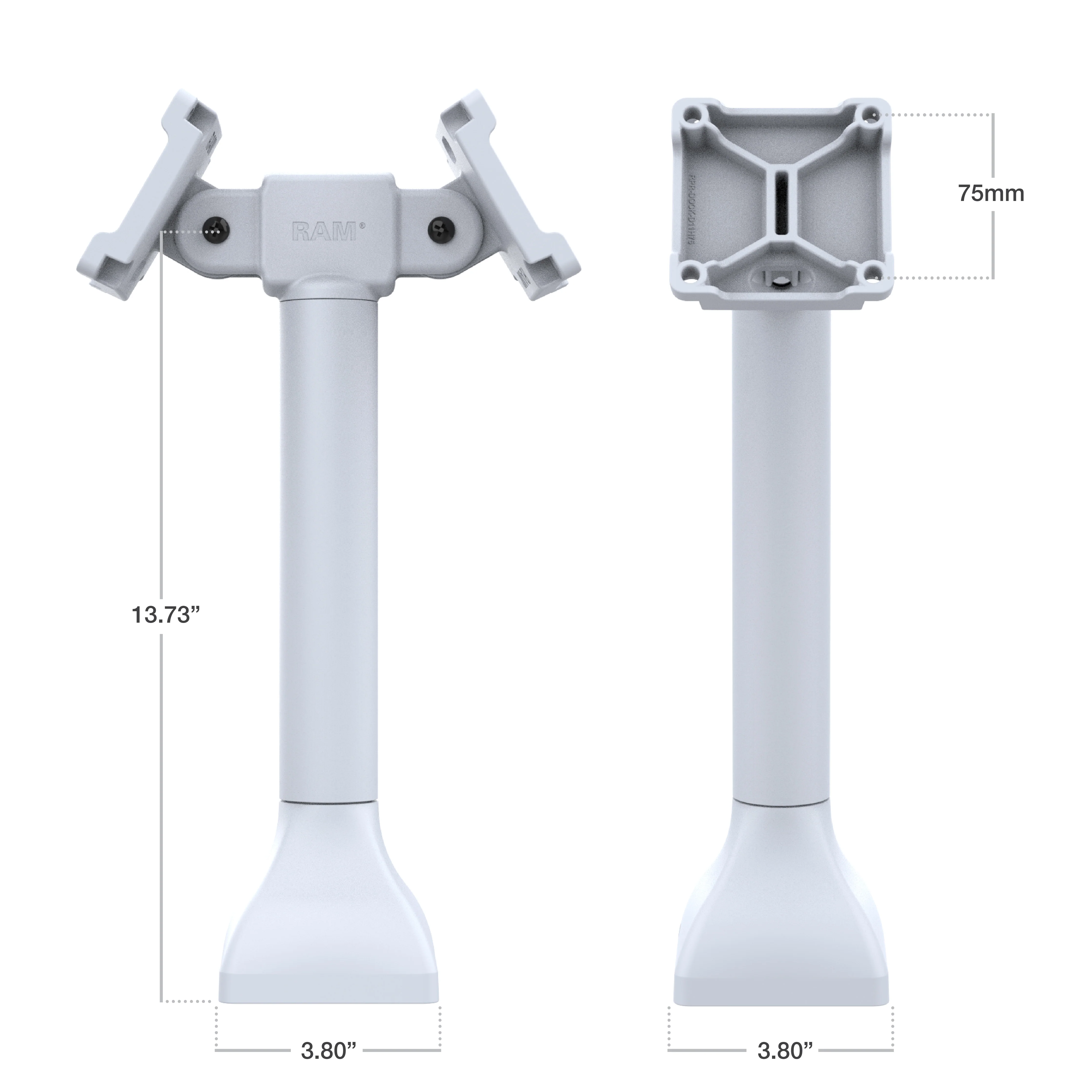 RAM® 14" Pedestal Mount with Dual 75mm VESA Adapters - Gray - Image 3