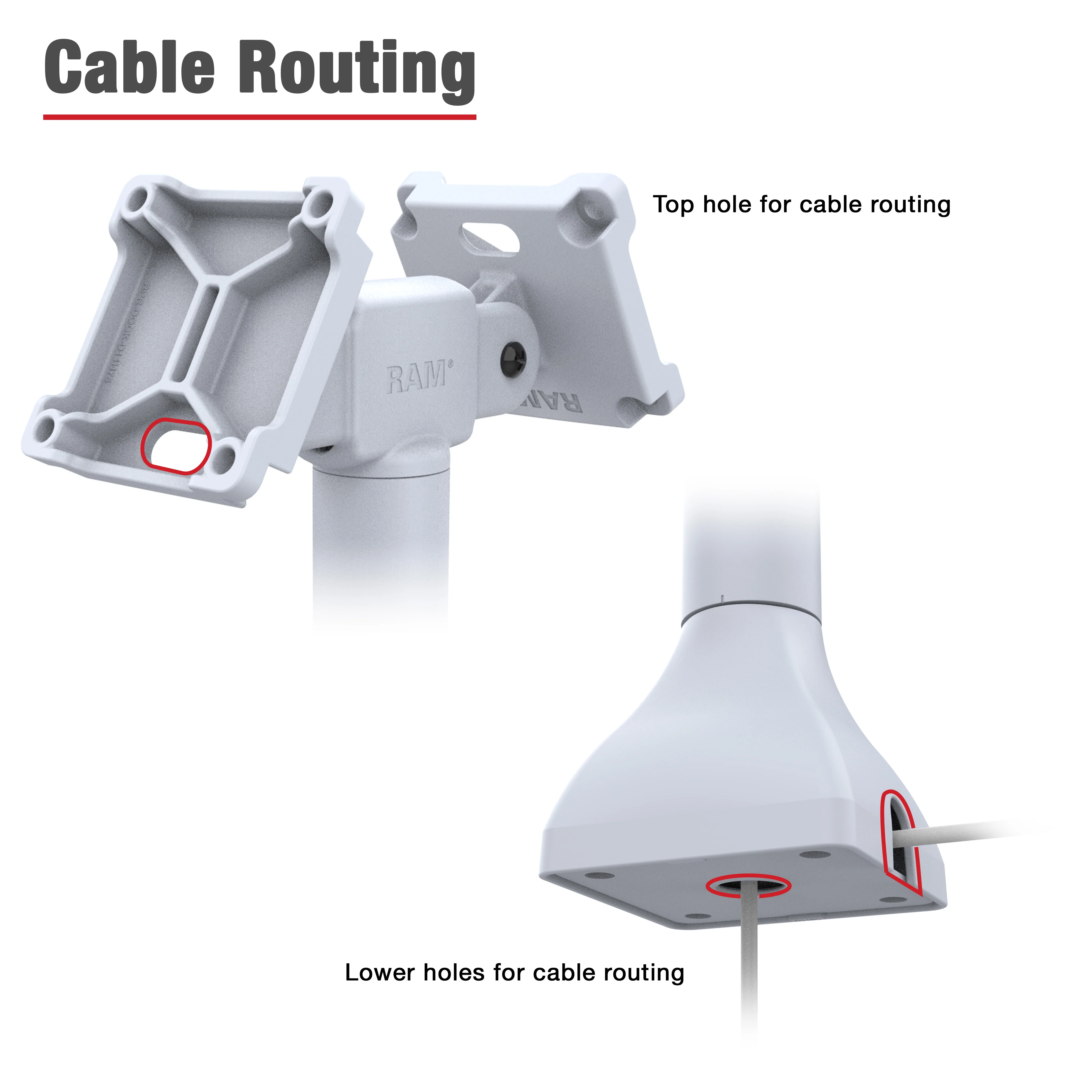 RAM® 14" Pedestal Mount with Dual 75mm VESA Adapters - Gray - Image 4