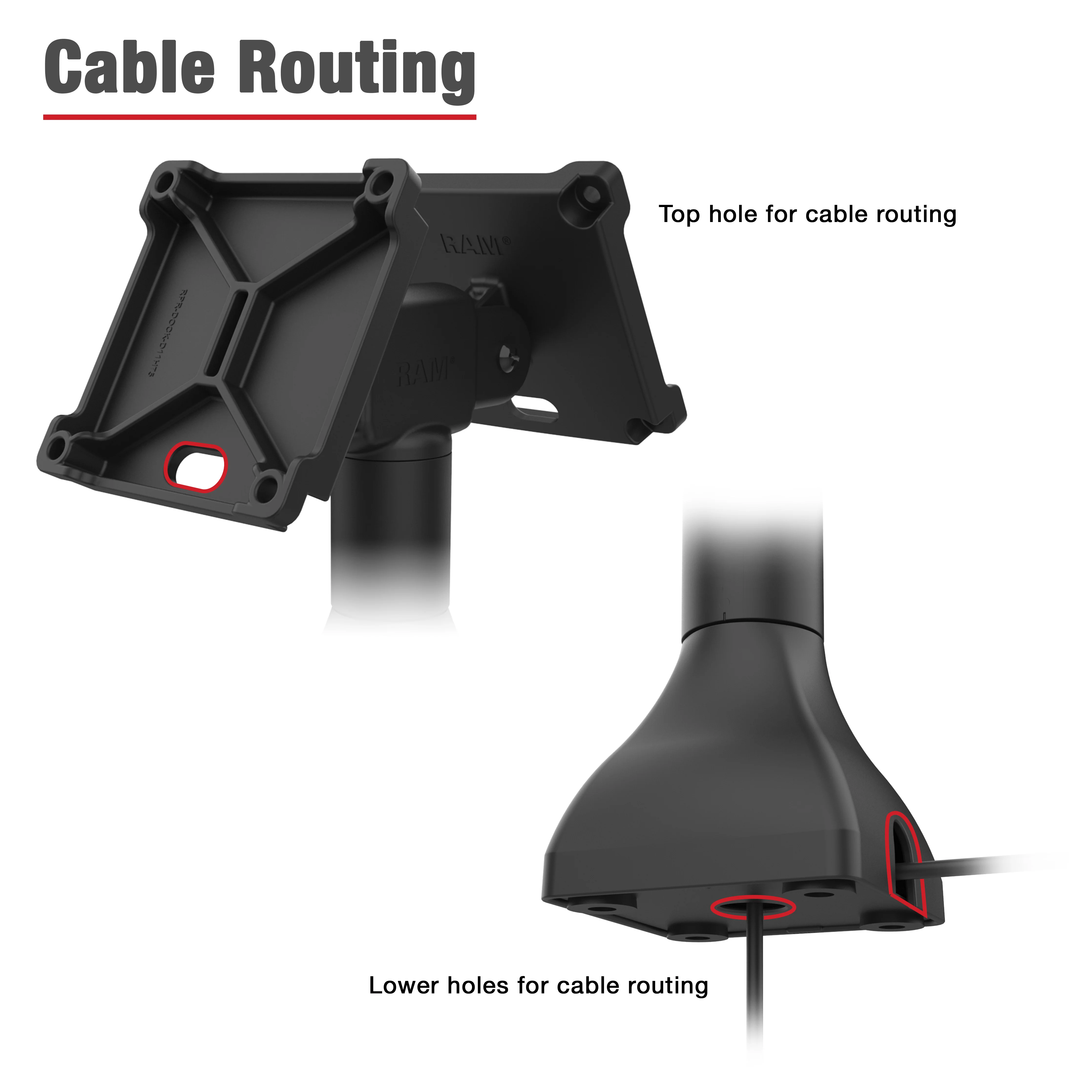 RAM® 7" Pedestal Mount with Dual 100mm VESA Adapters - Image 4
