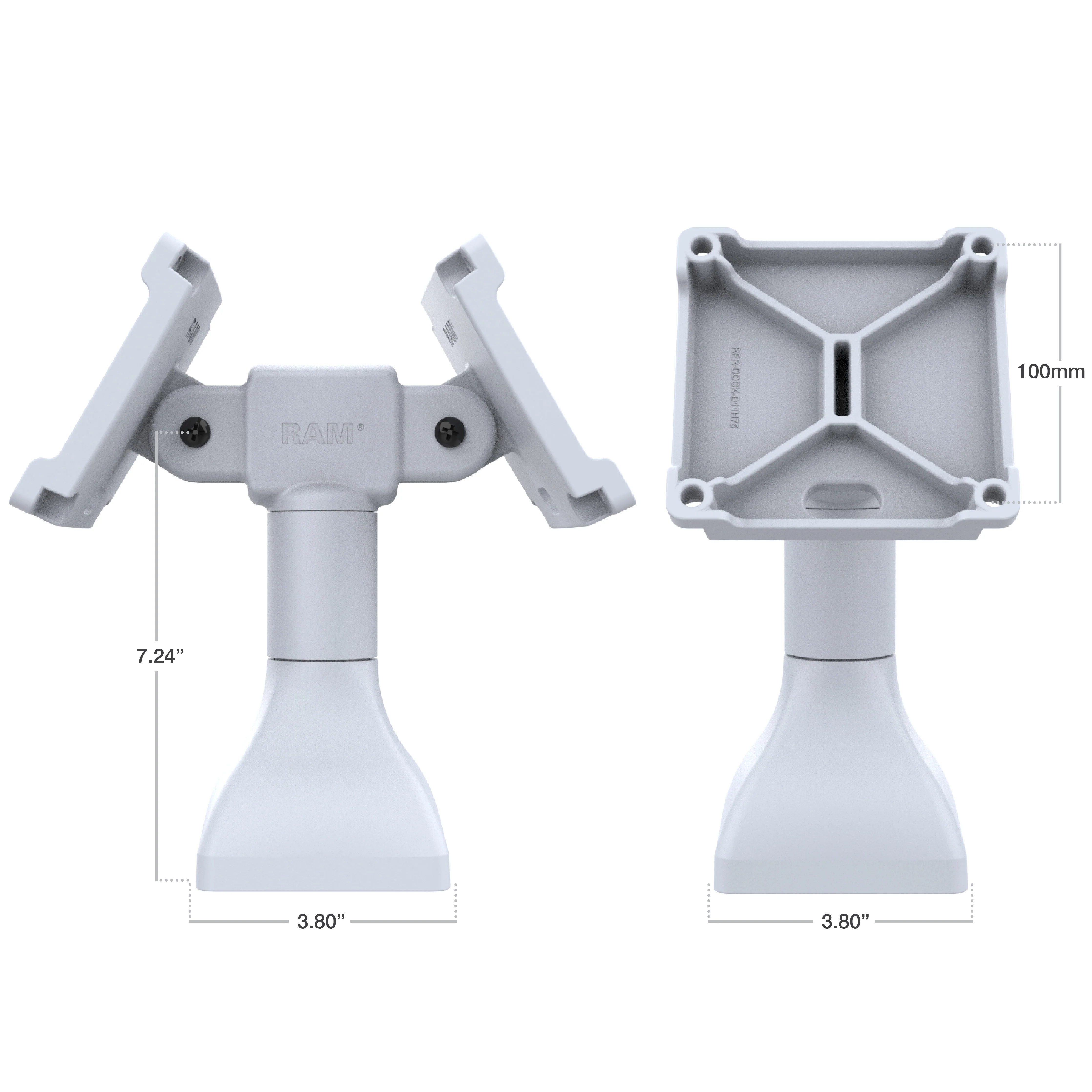 RAM® 7" Pedestal Mount with Dual 100mm VESA Adapters - Gray - Image 3