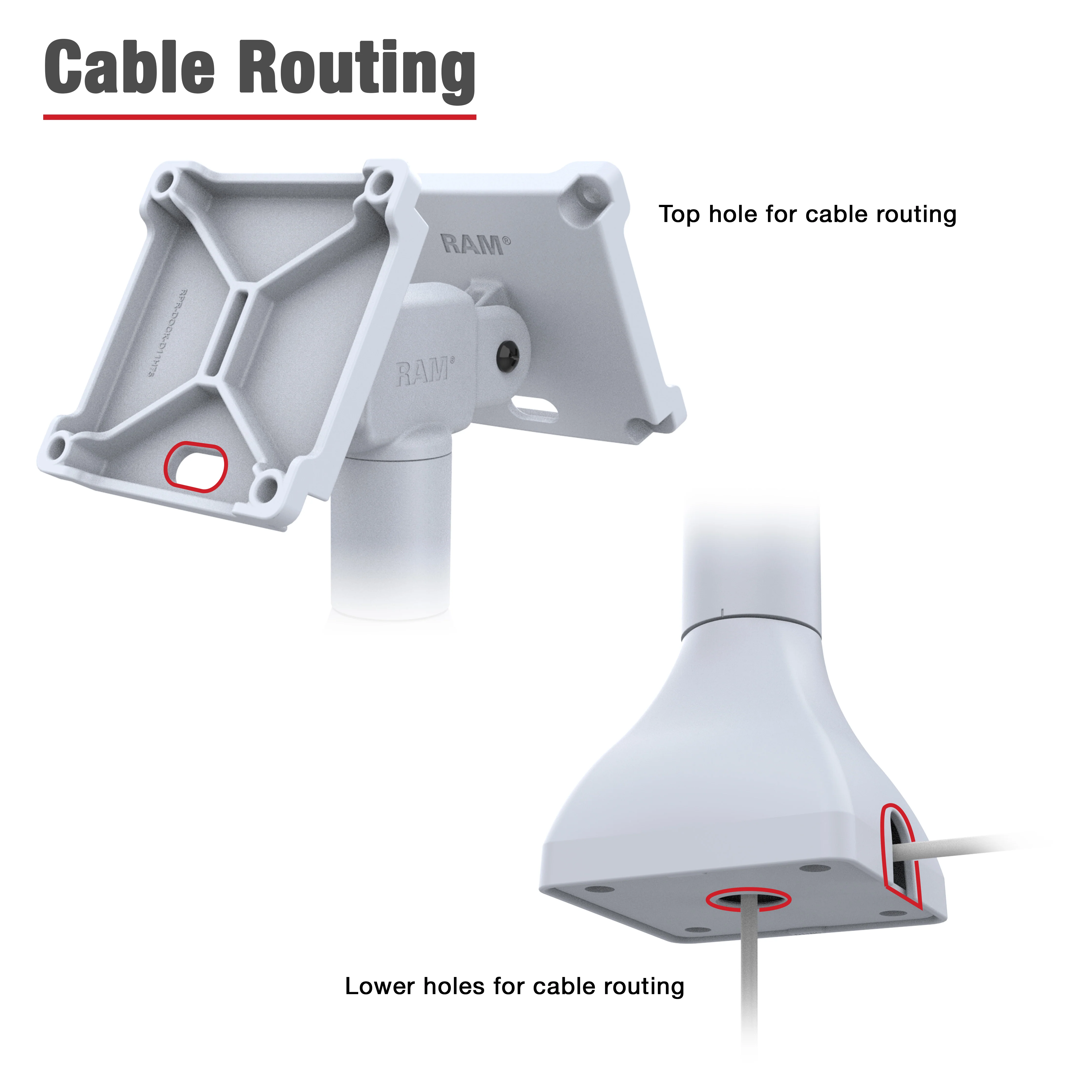 RAM® 7" Pedestal Mount with Dual 100mm VESA Adapters - Gray - Image 4