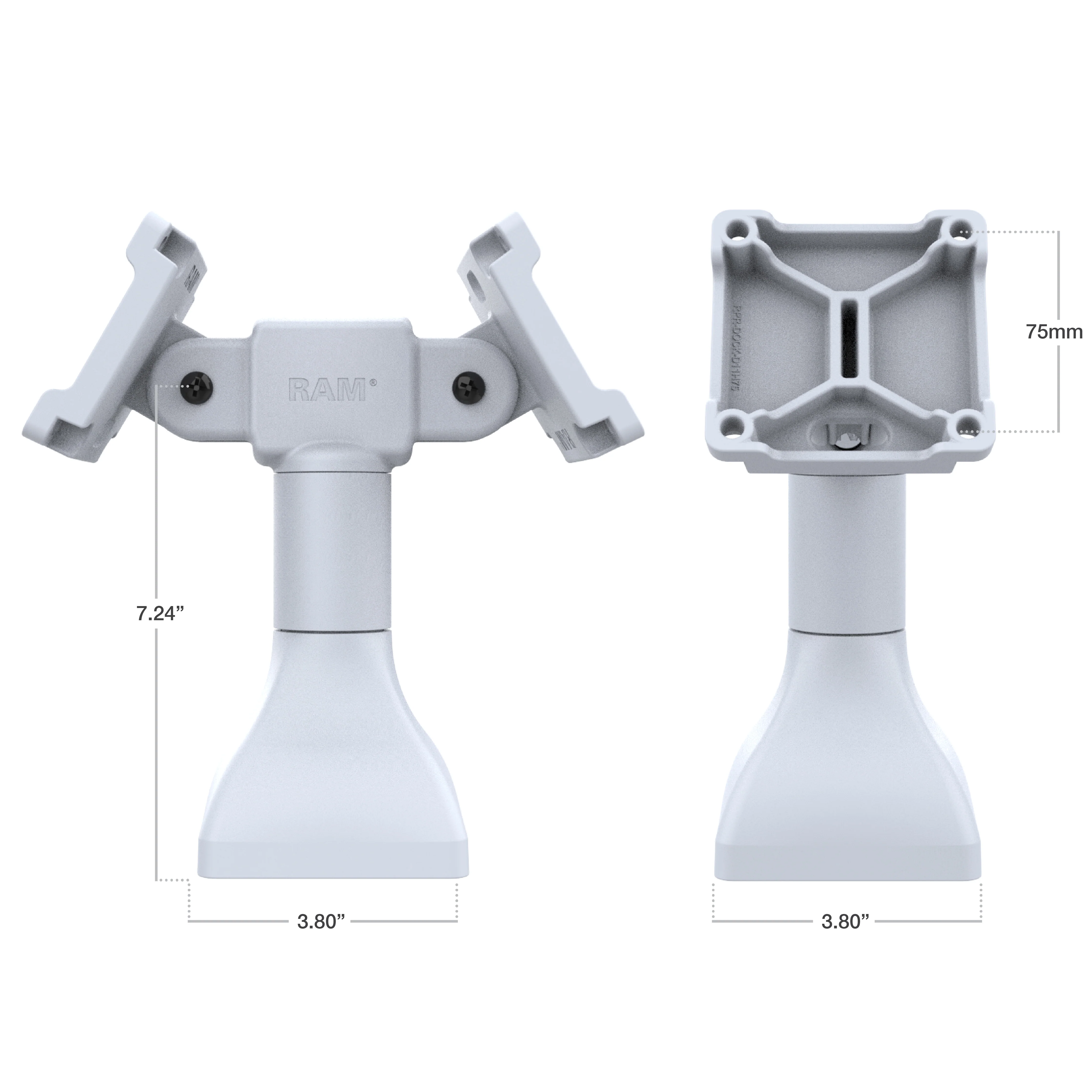 RAM® 7" Pedestal Mount with Dual 75mm VESA Adapters - Gray - Image 3